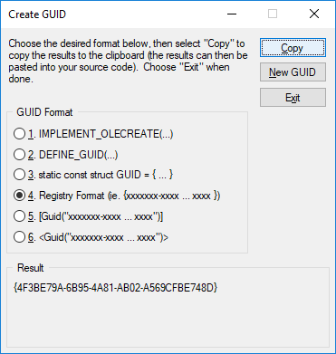 Create a GUID 1